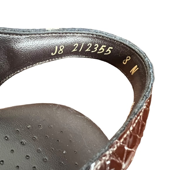 SAS Suntimer Sandals Women's 8 Narrow Brown Patent Leather Croc Block Heels - Picture 11 of 16